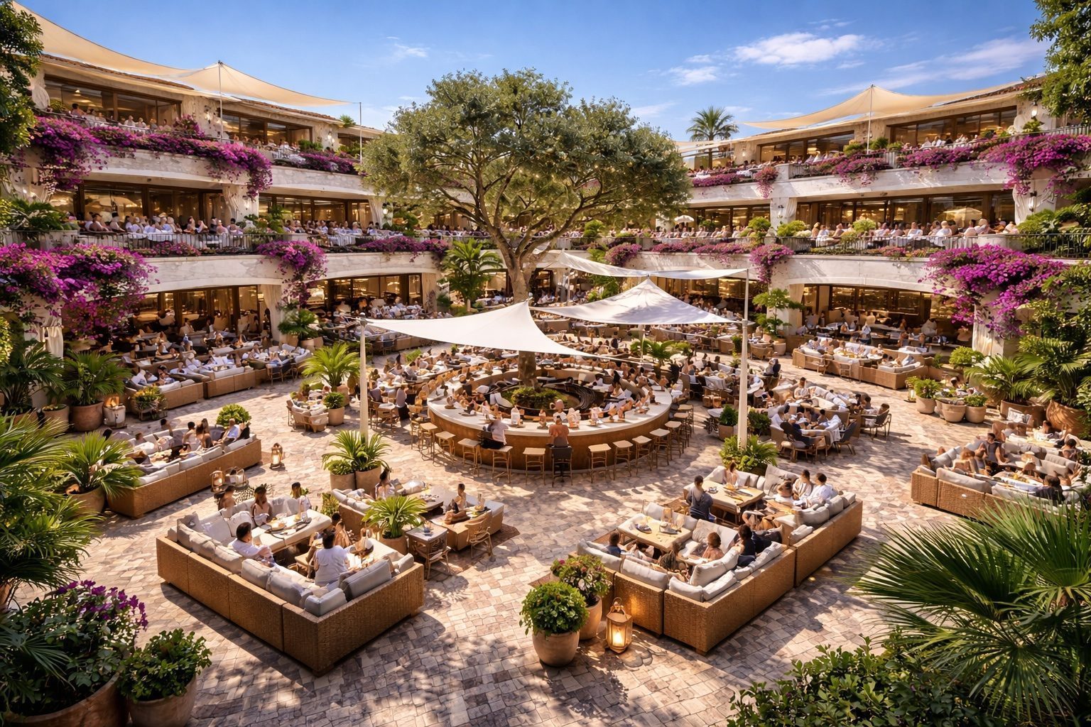 Port Elysium European architecture and central courtyard