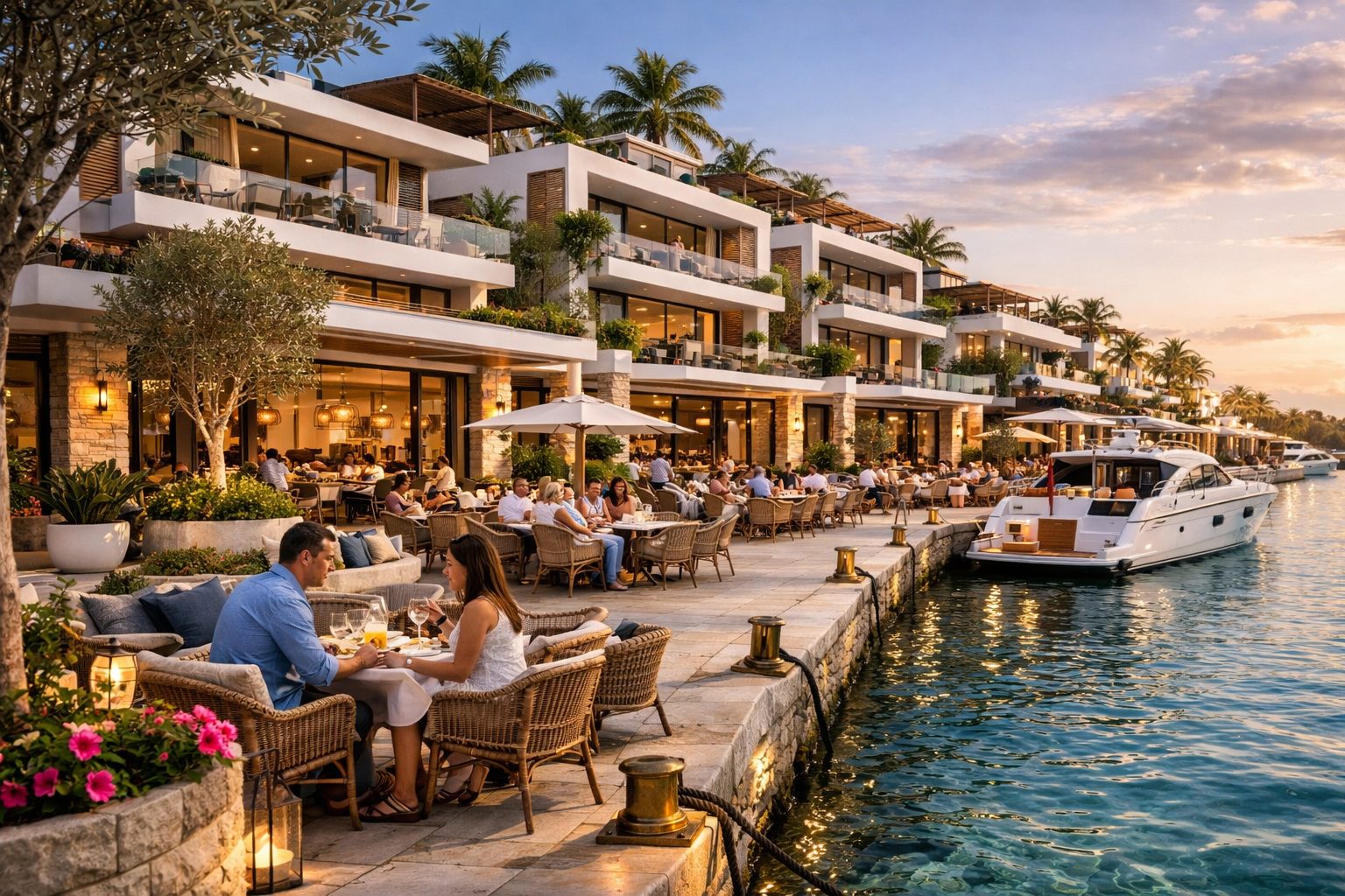 Port Elysium marina waterfront dining