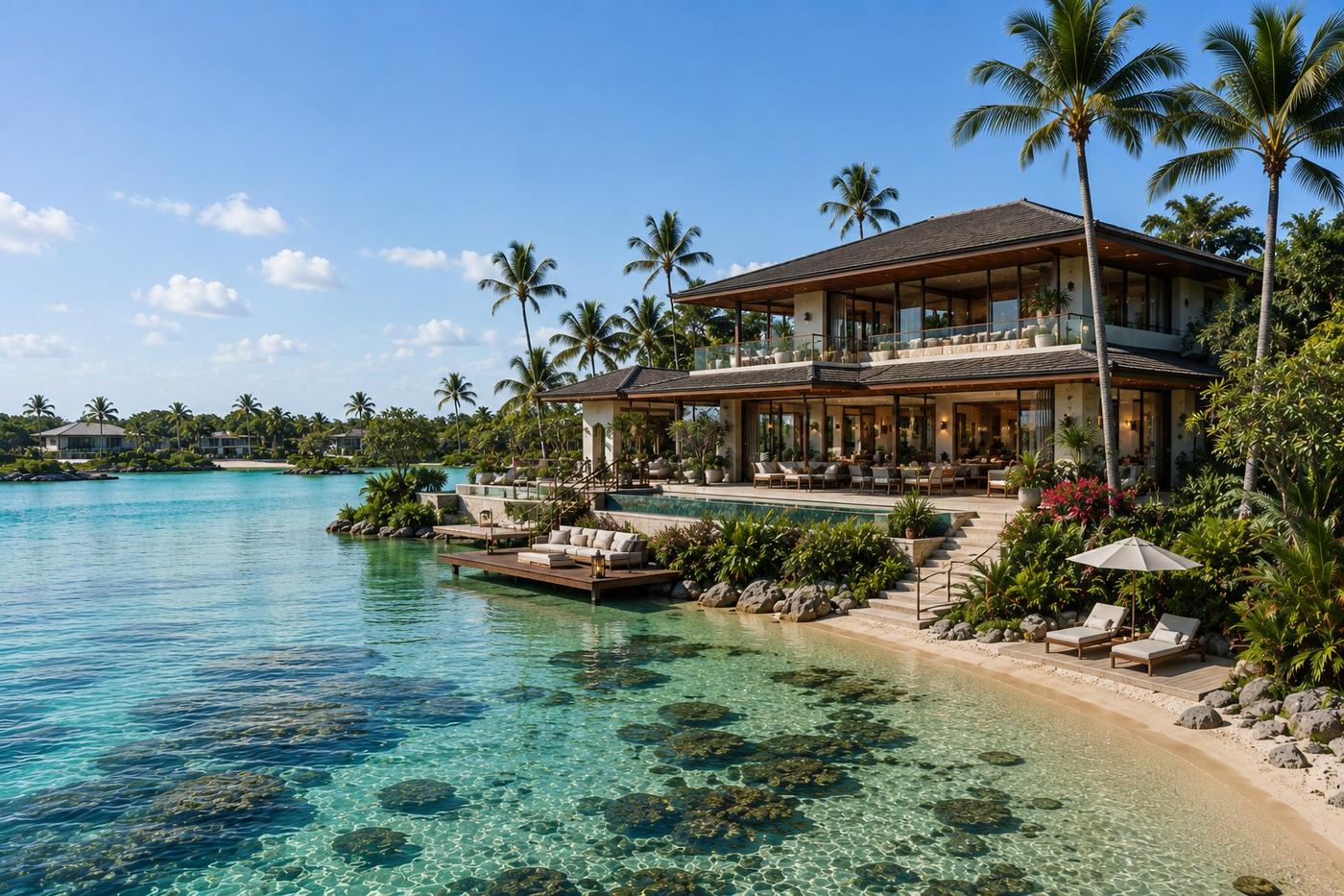 Port Elysium lagoon-front residence with private beach frontage