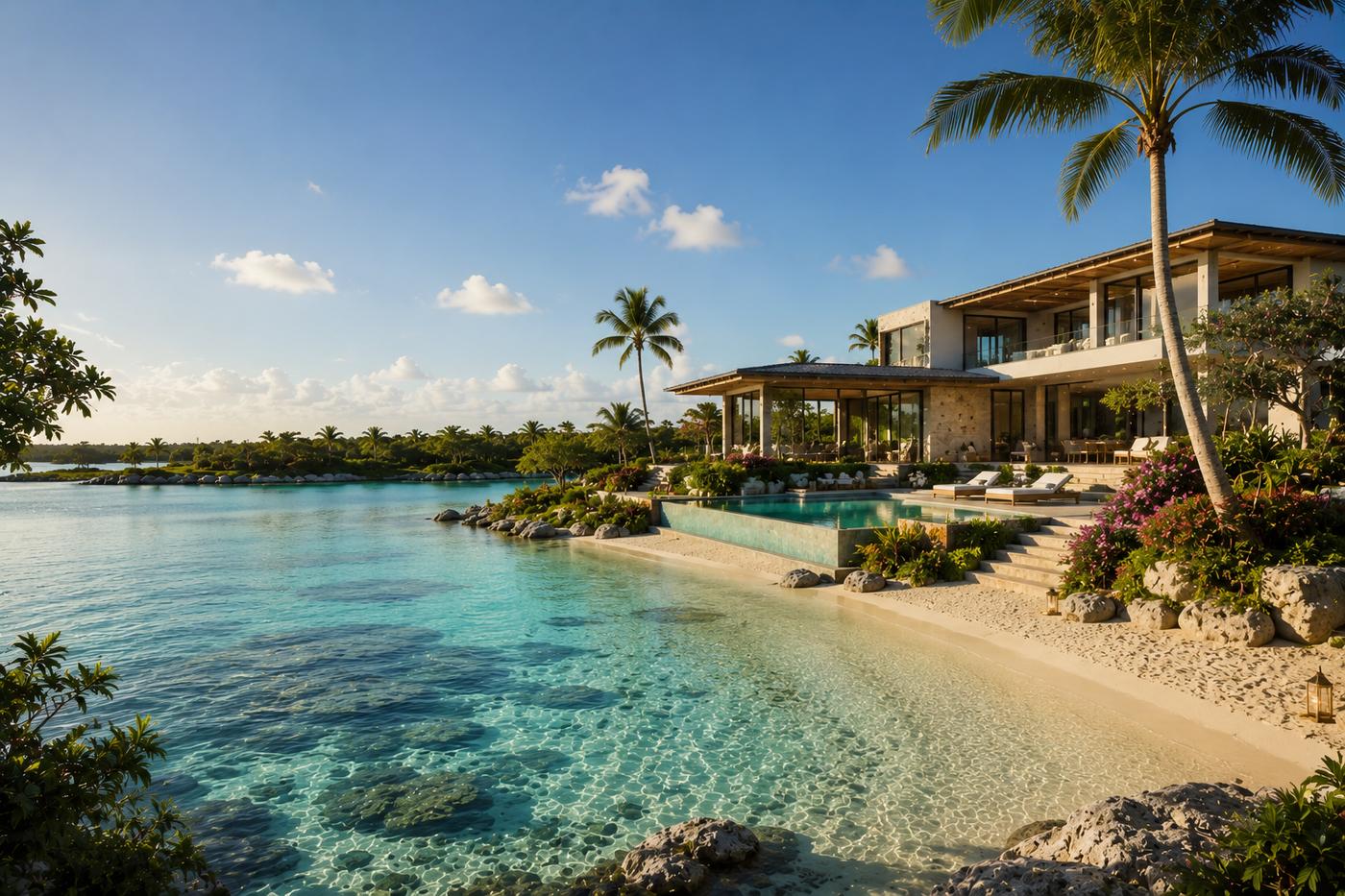 Lagoon-front residence over crystal-clear shallows