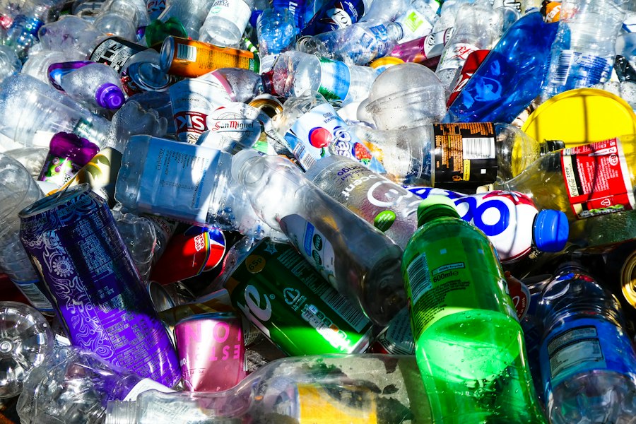 Sorted cans and plastic bottles