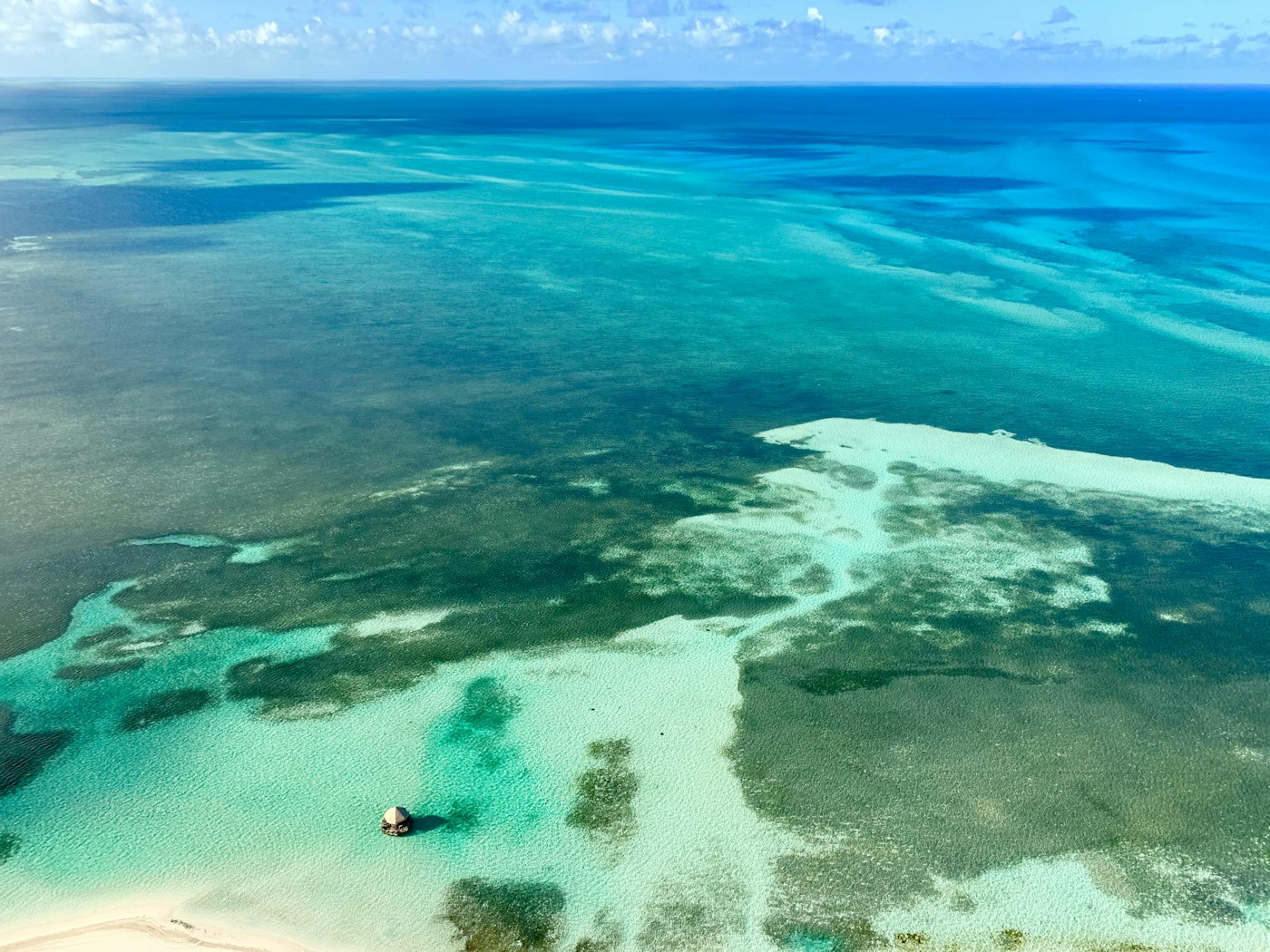 Turquoise reef waters from the air